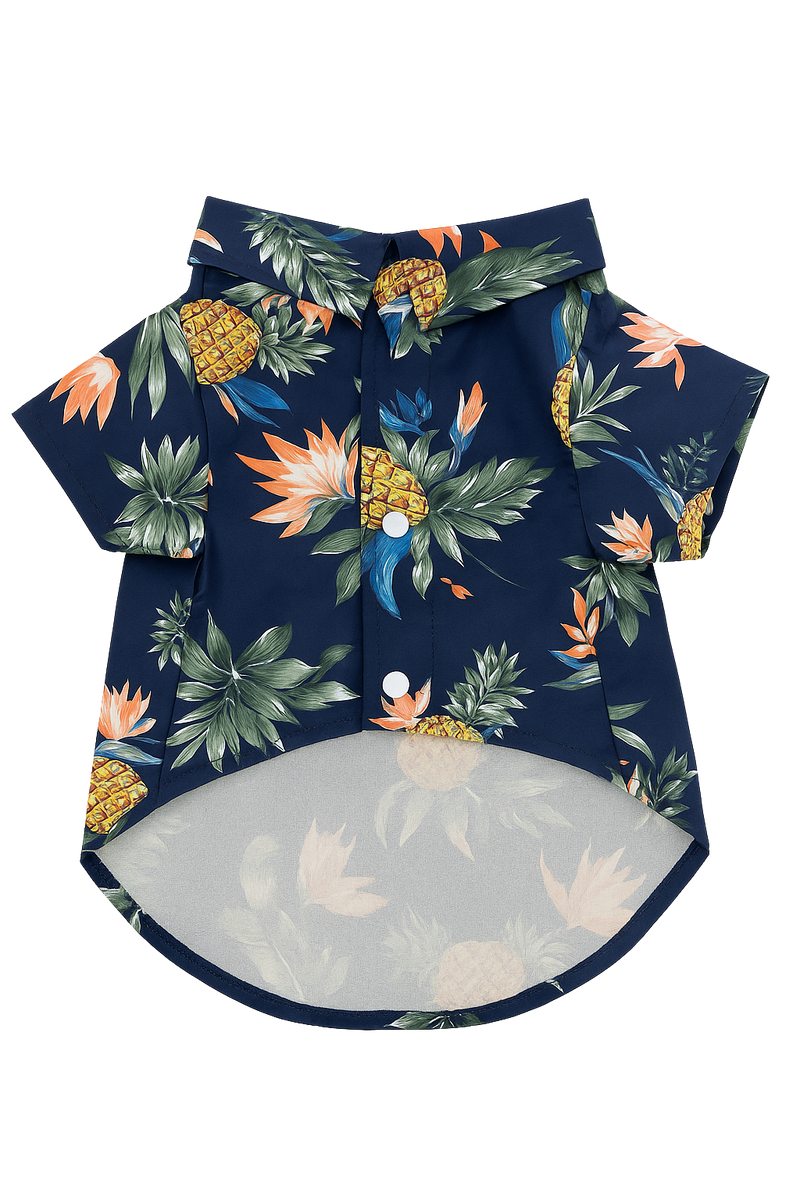 Hawaiian Vibes Dog Shirt – Blue Pineapple Print